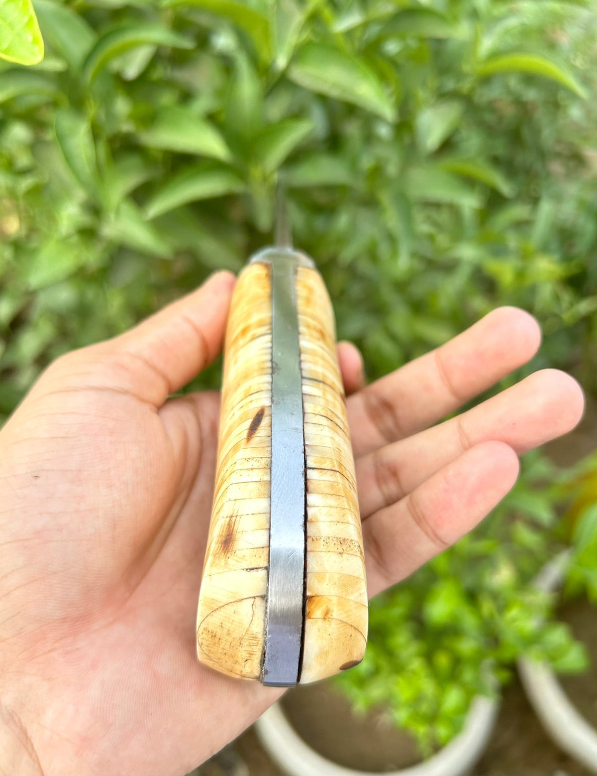 Double-Pronged Dagger made of Damascus